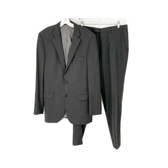Boss Hugo Boss Grey Wool Long Sleeve Pockets Blazer 2 Piece Men's Suit Set 40L - Picture 2 of 14